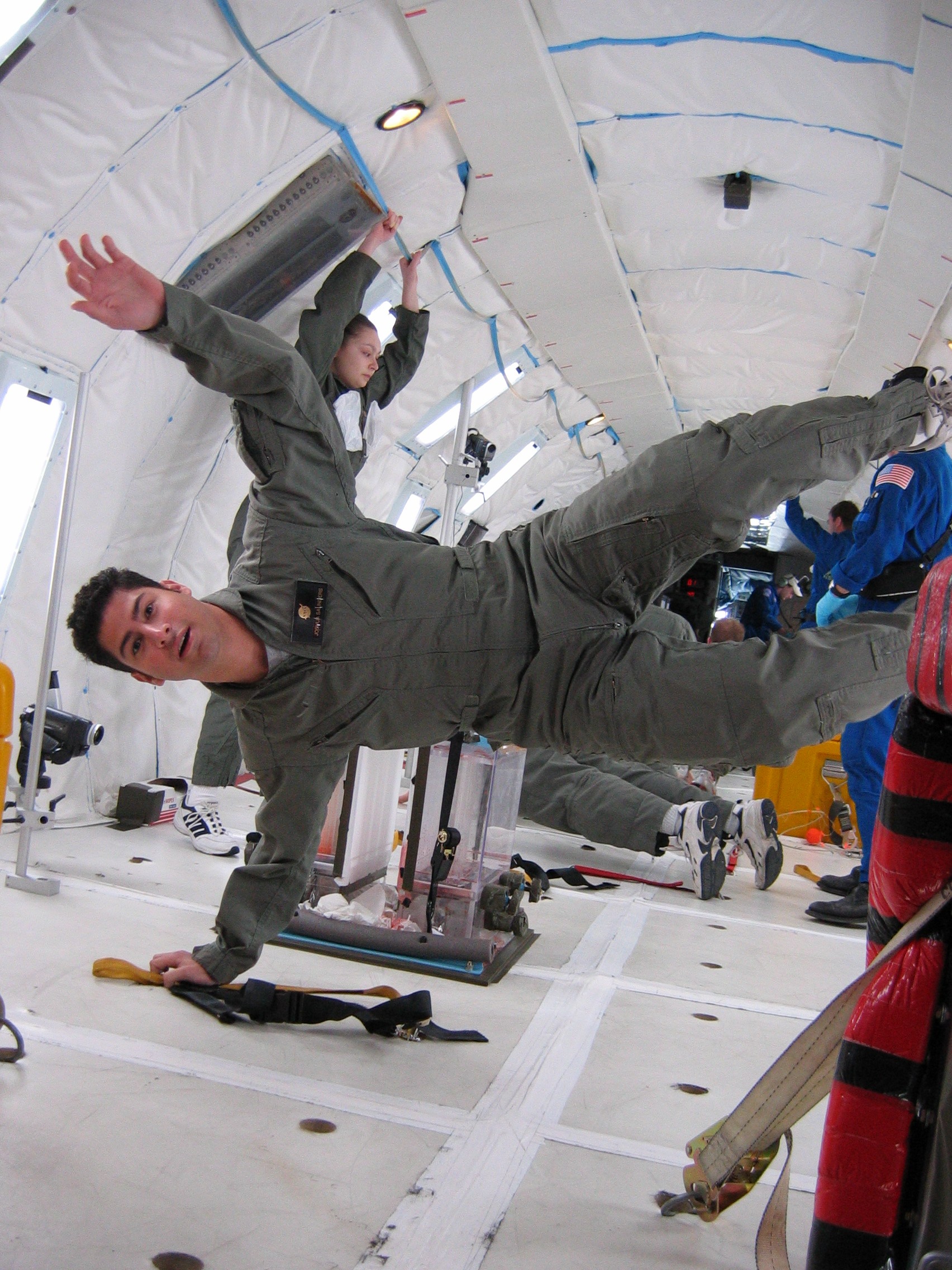 Floating in zero gravity